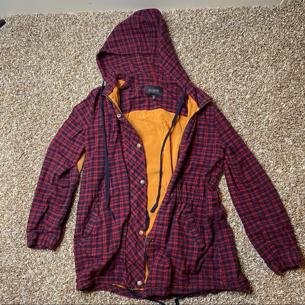 Red & Black Hood Flannel Jacket